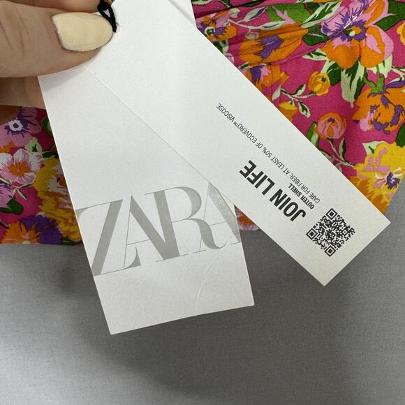 Zara Floral Crop Top Womens XL Pink Satin Underwire Bustier Cami Country Cottage - Picture 3 of 14